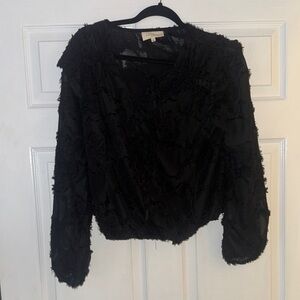 MELLODAY Black Textured Blouse